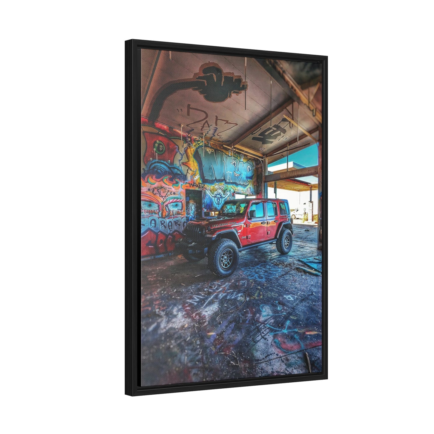 Old Gas Station Garage 1 - Gallery Canvas Wraps, Vertical Frame