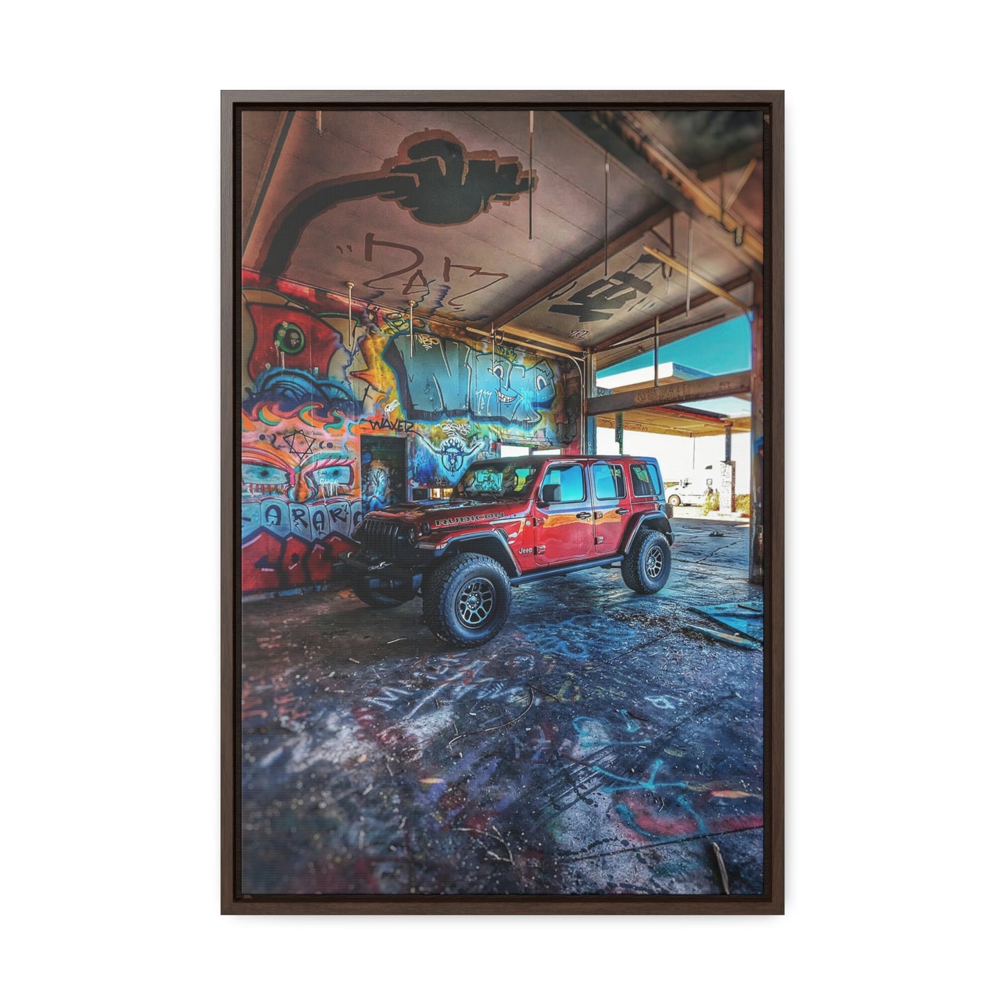 Old Gas Station Garage 1 - Gallery Canvas Wraps, Vertical Frame