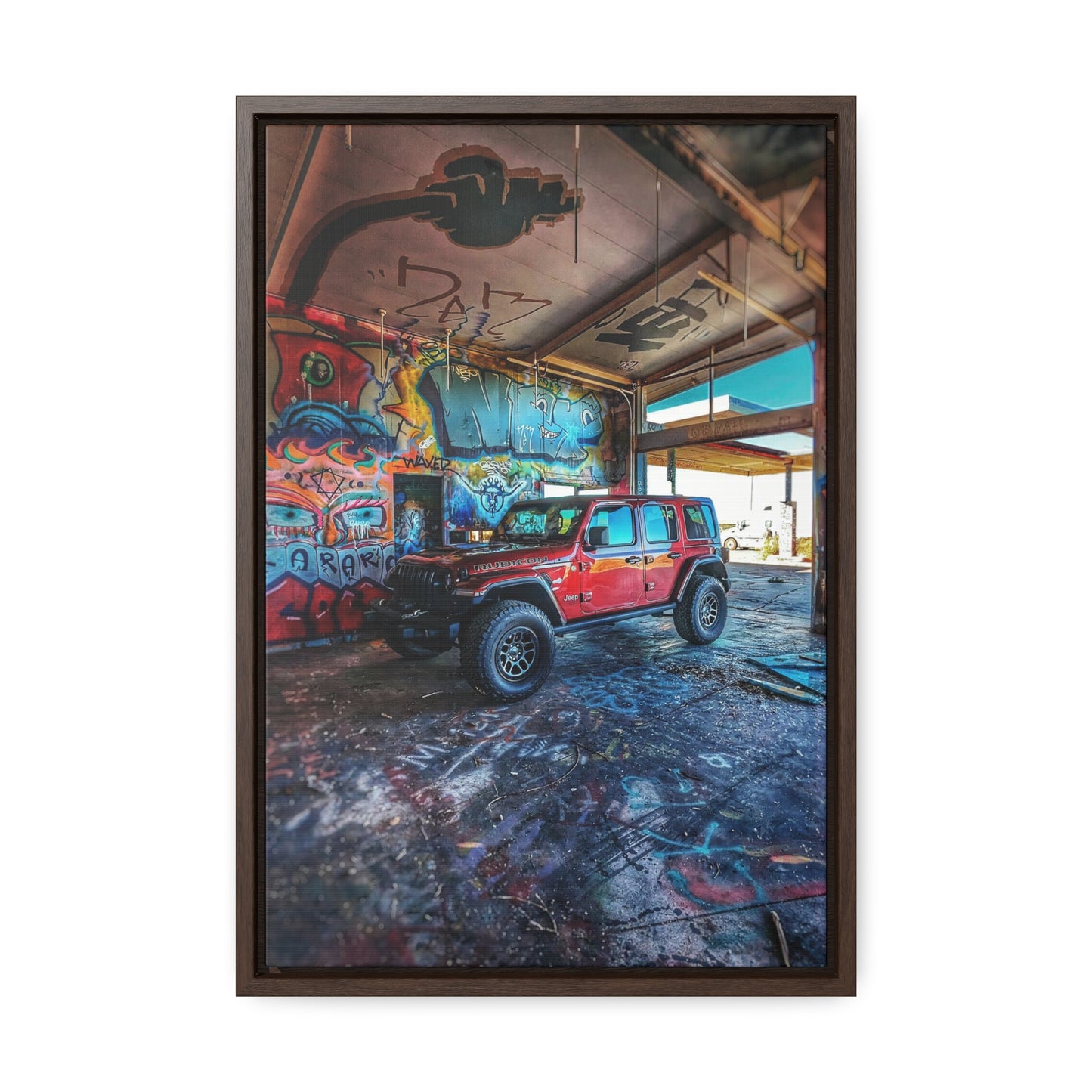 Old Gas Station Garage 1 - Gallery Canvas Wraps, Vertical Frame