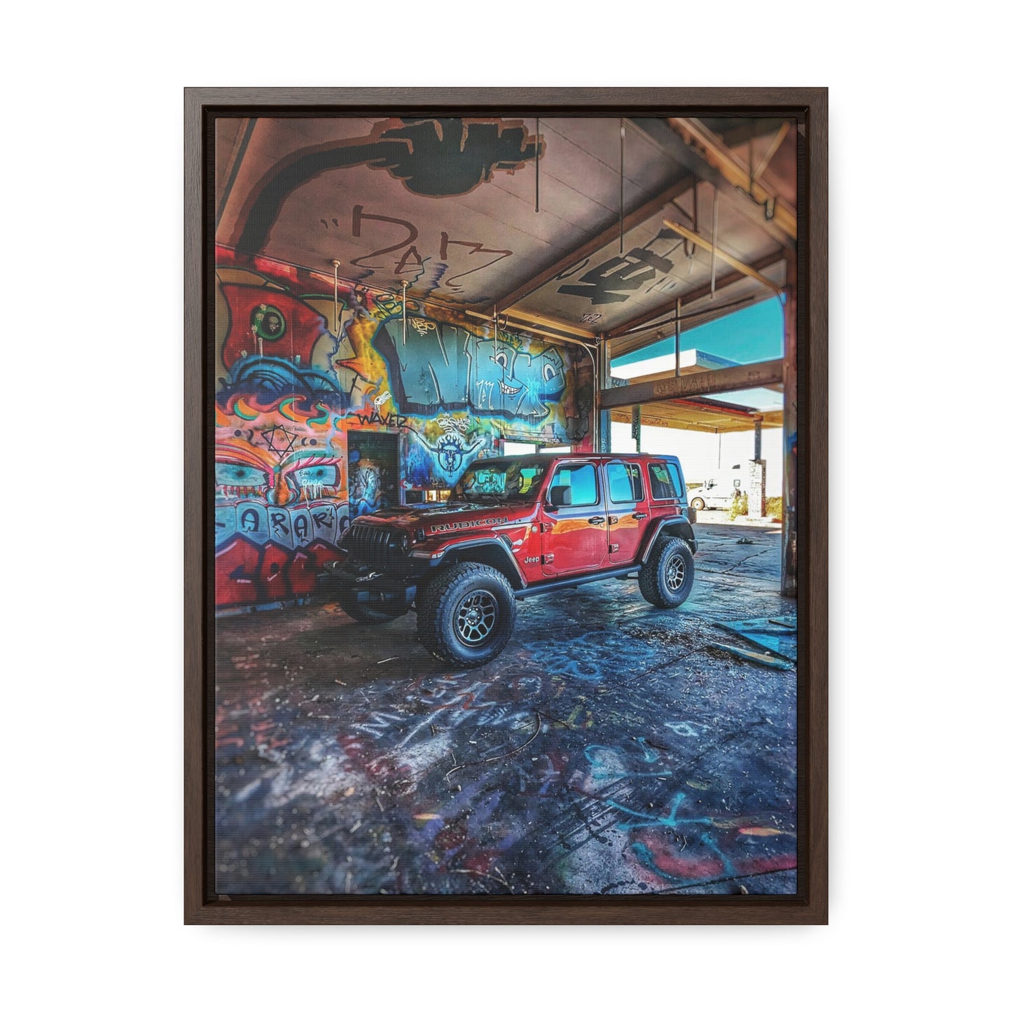 Old Gas Station Garage 1 - Gallery Canvas Wraps, Vertical Frame