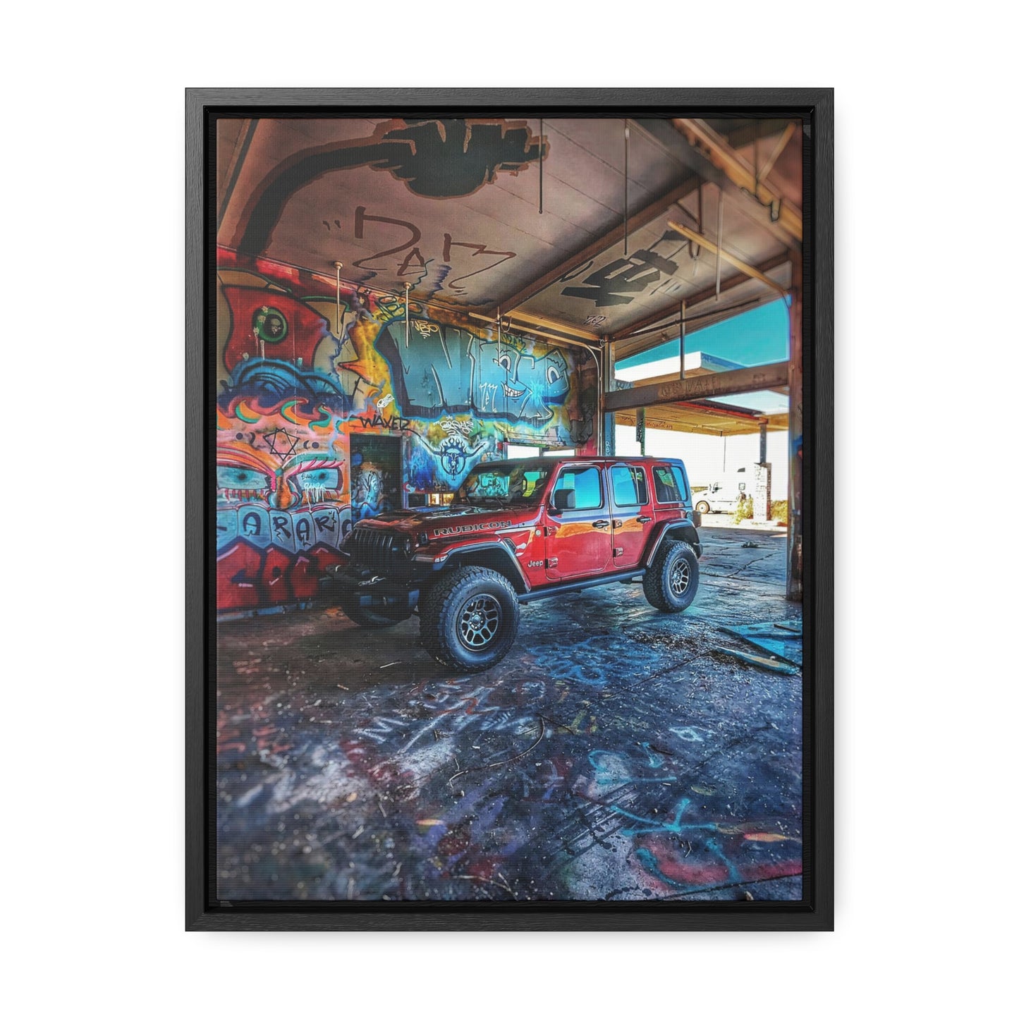 Old Gas Station Garage 1 - Gallery Canvas Wraps, Vertical Frame