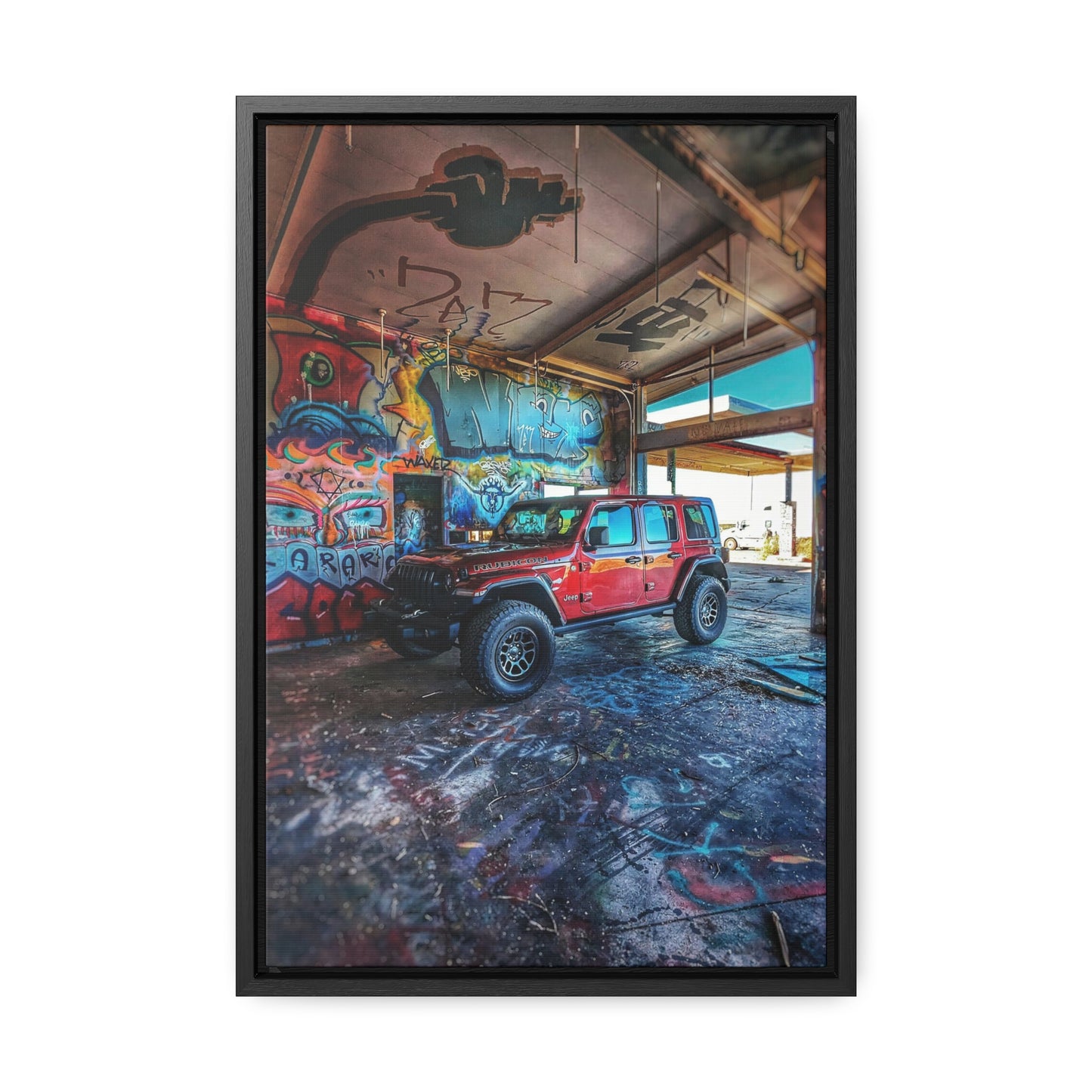 Old Gas Station Garage 1 - Gallery Canvas Wraps, Vertical Frame