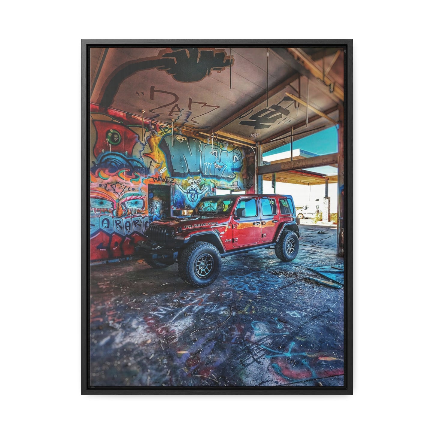 Old Gas Station Garage 1 - Gallery Canvas Wraps, Vertical Frame