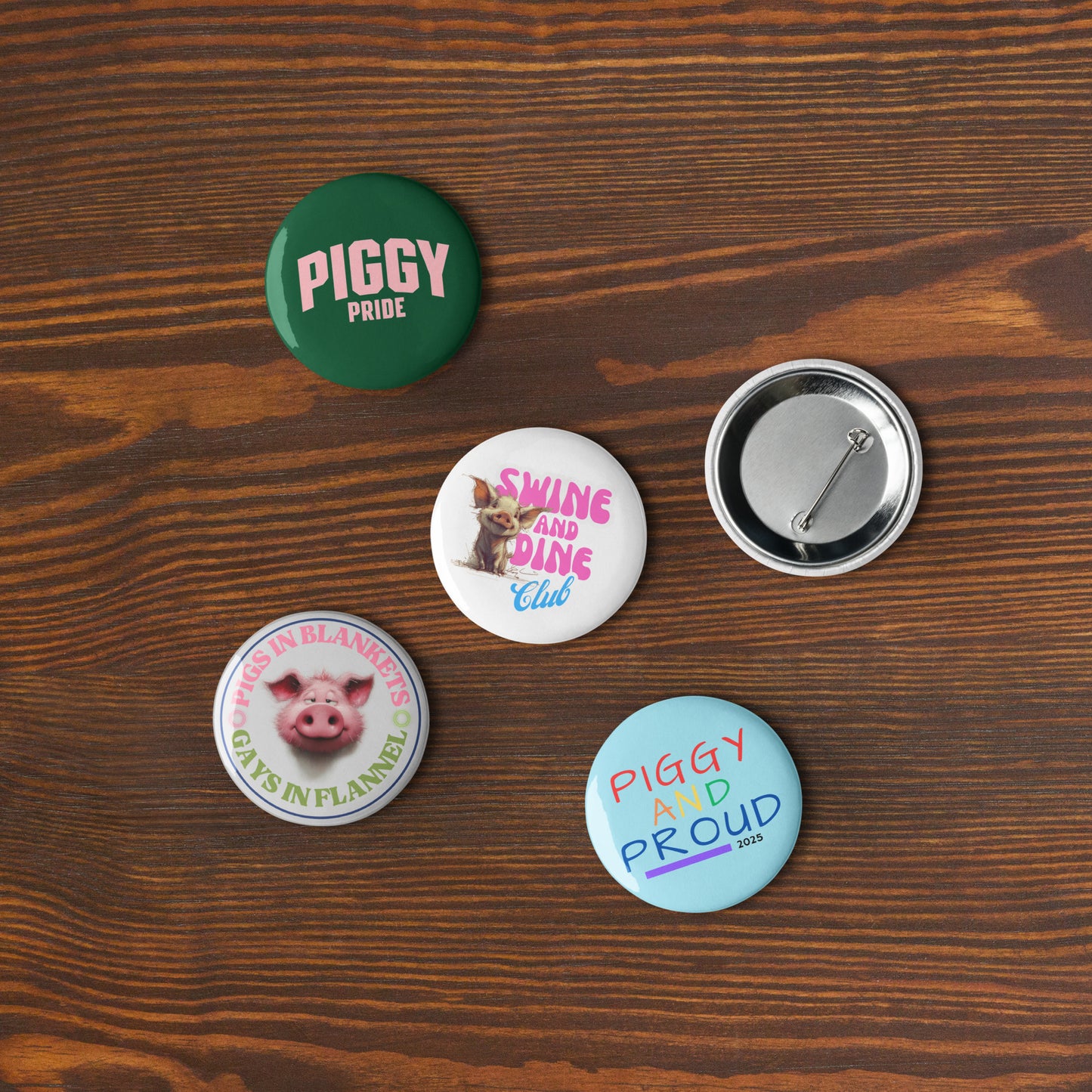 Set of Gay Pig button pins