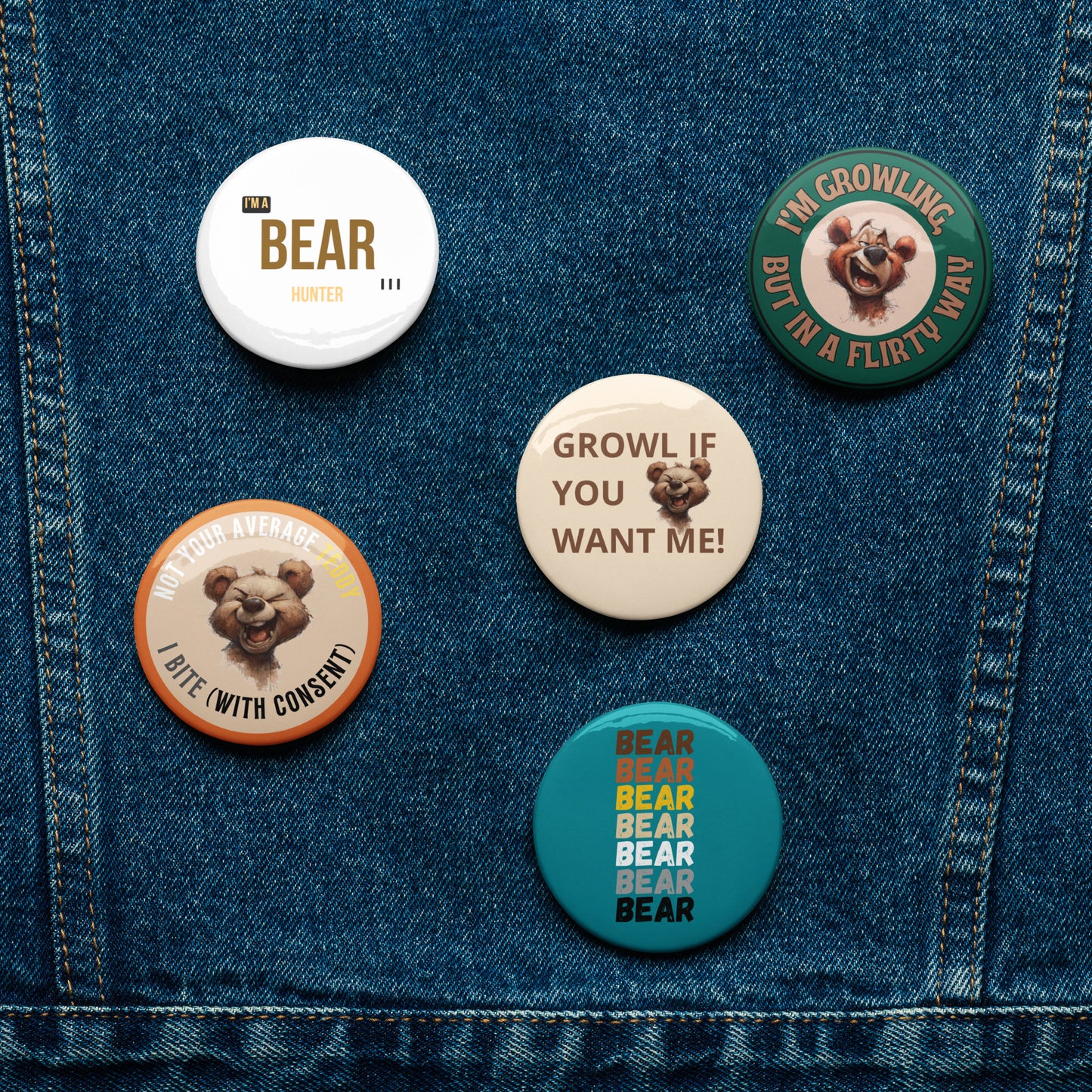 Set of Gay Bear pin buttons