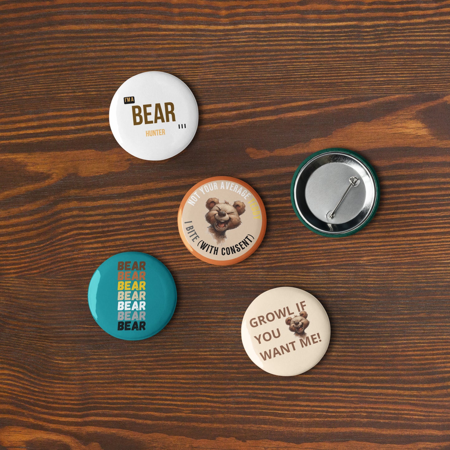 Set of Gay Bear pin buttons