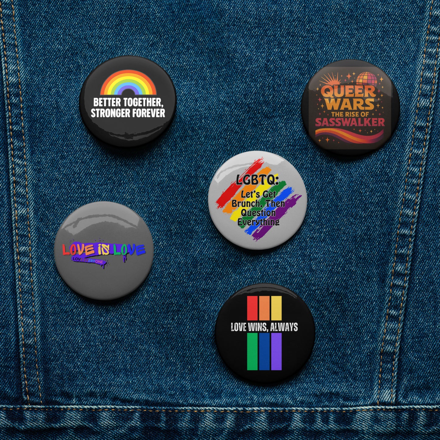 Set of gay pride button pins