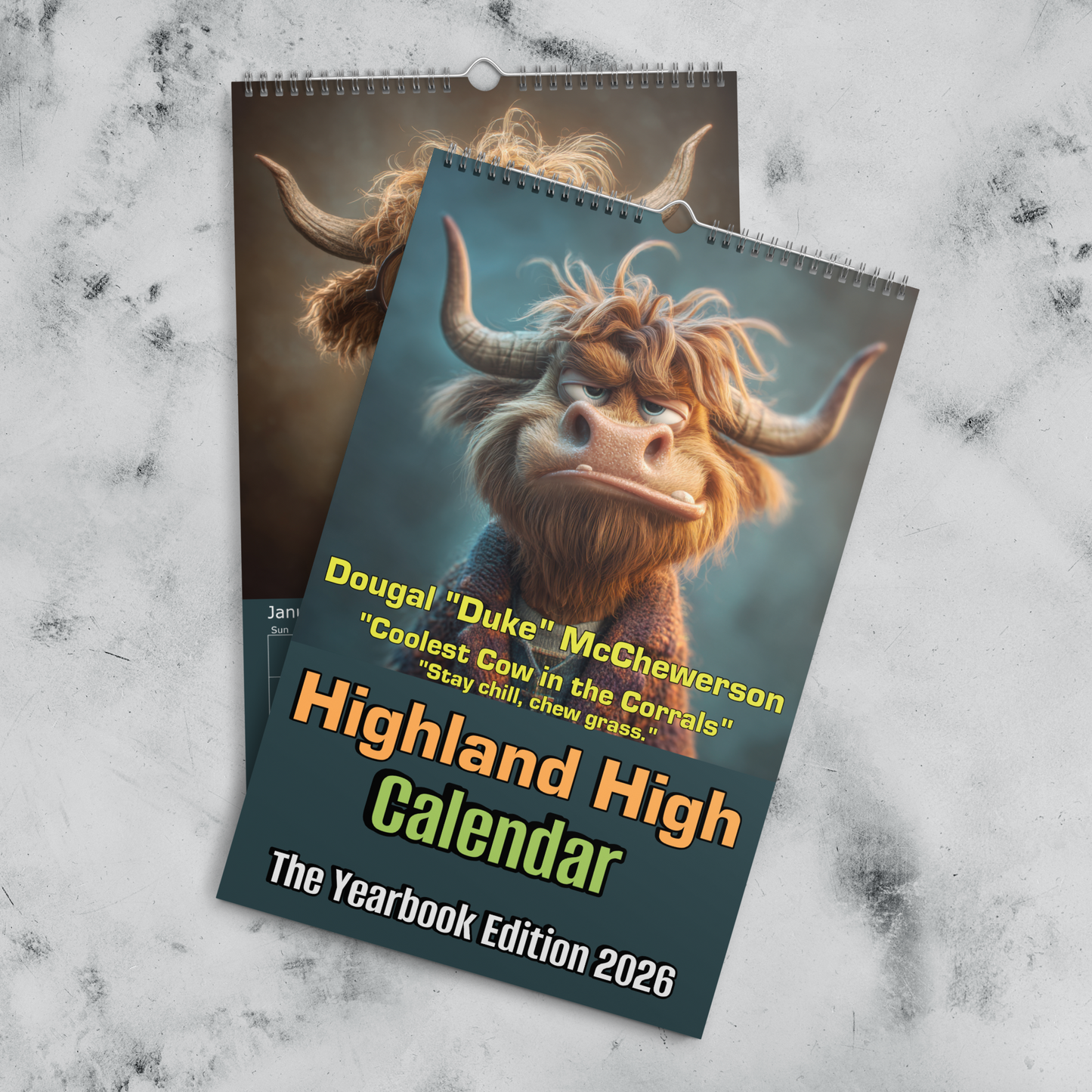 2026 Highland High Yearbook Calendar - 11"x17"– Funny Highland Cow Calendar / Wall calendar 2026