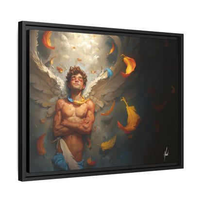 The Warm Light - Male Angel Half-Nude Matte Canvas Framed | Wall Art