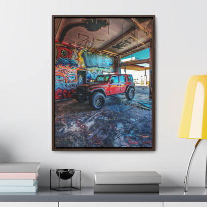 Old Gas Station Garage 1  -  Gallery Canvas Wraps, Vertical Frame
