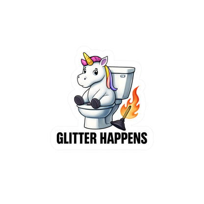 Glitter Happens Unicorn on Toilet Sticker | Kiss-Cut Vinyl Decal