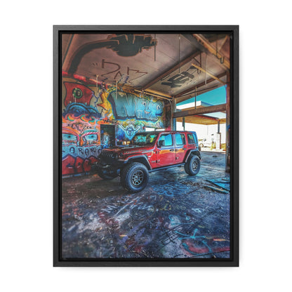 Old Gas Station Garage 1  -  Gallery Canvas Wraps, Vertical Frame