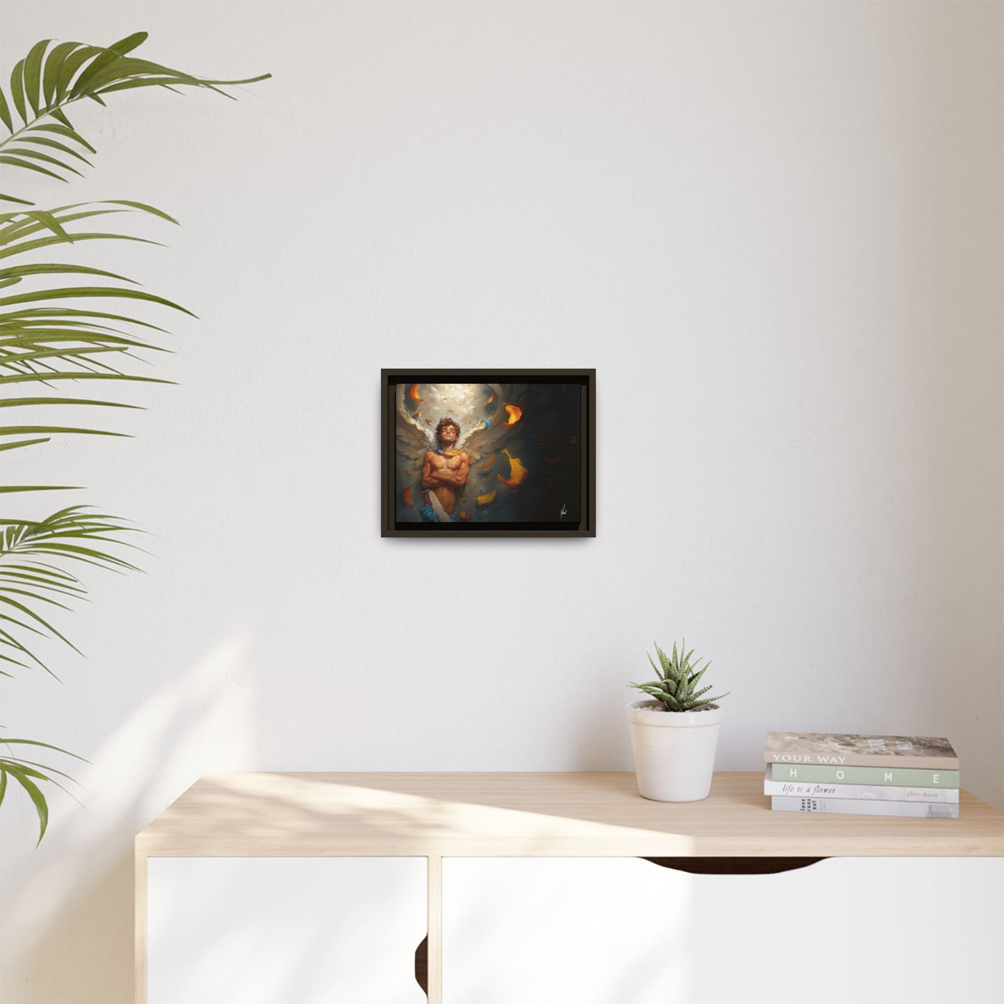 The Warm Light - Male Angel Half-Nude Matte Canvas Framed | Wall Art