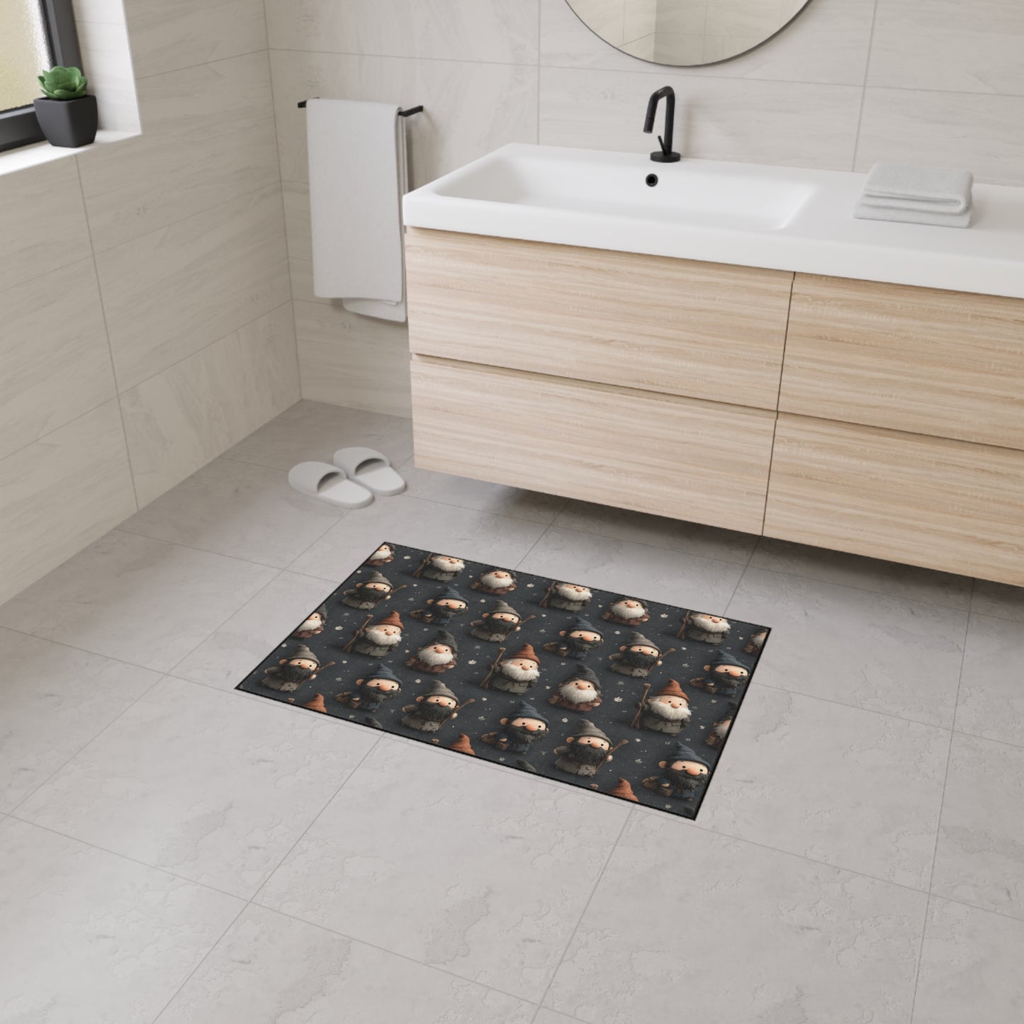 Nordic Gnome Pattern Heavy Duty Floor Mat | Cute Woodland Elf Doormat