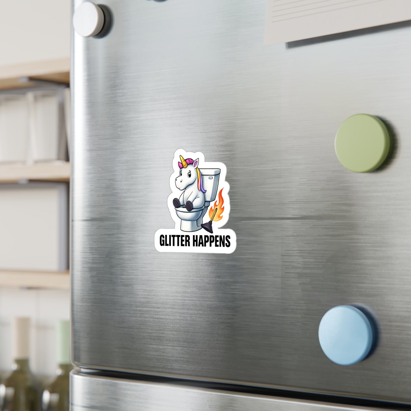 Glitter Happens Unicorn on Toilet Sticker | Kiss-Cut Vinyl Decal