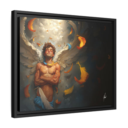 The Warm Light - Male Angel Half-Nude Matte Canvas Framed | Wall Art