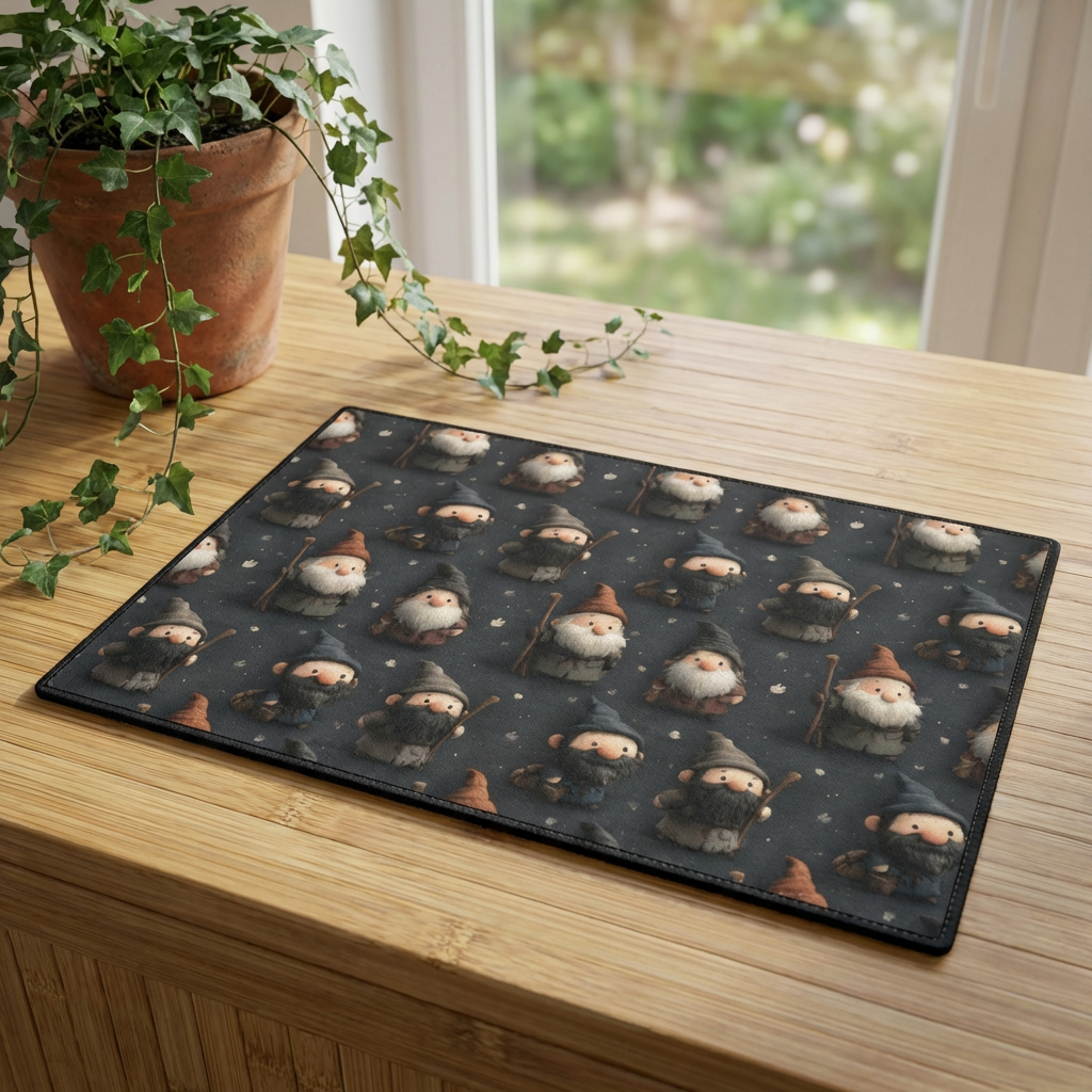 Nordic Gnome Pattern Heavy Duty Floor Mat | Cute Woodland Elf Doormat