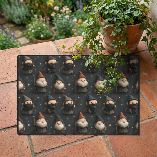 Nordic Gnome Pattern Heavy Duty Floor Mat | Cute Woodland Elf Doormat