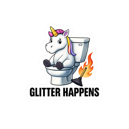 Glitter Happens Unicorn on Toilet Sticker | Kiss-Cut Vinyl Decal