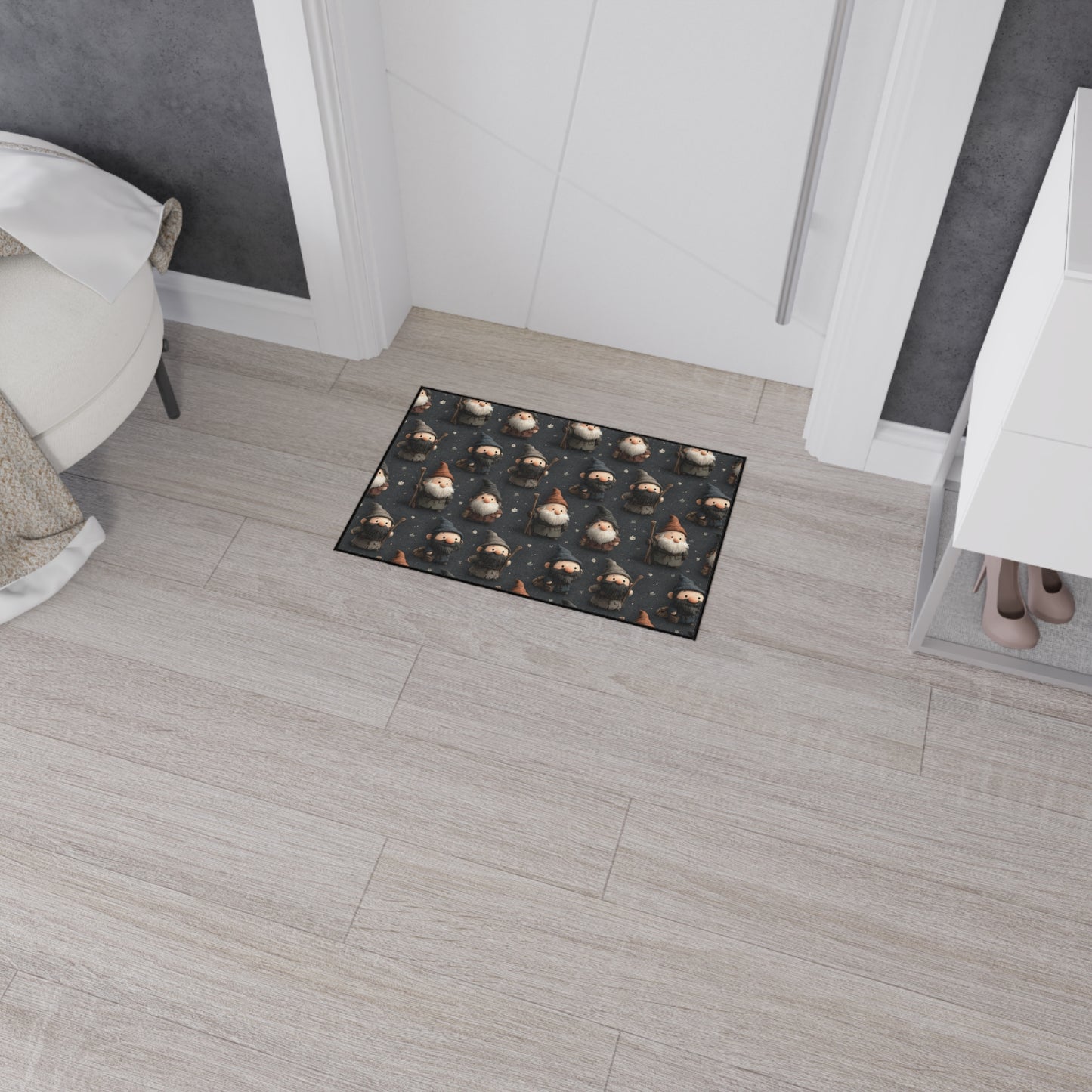 Nordic Gnome Pattern Heavy Duty Floor Mat | Cute Woodland Elf Doormat