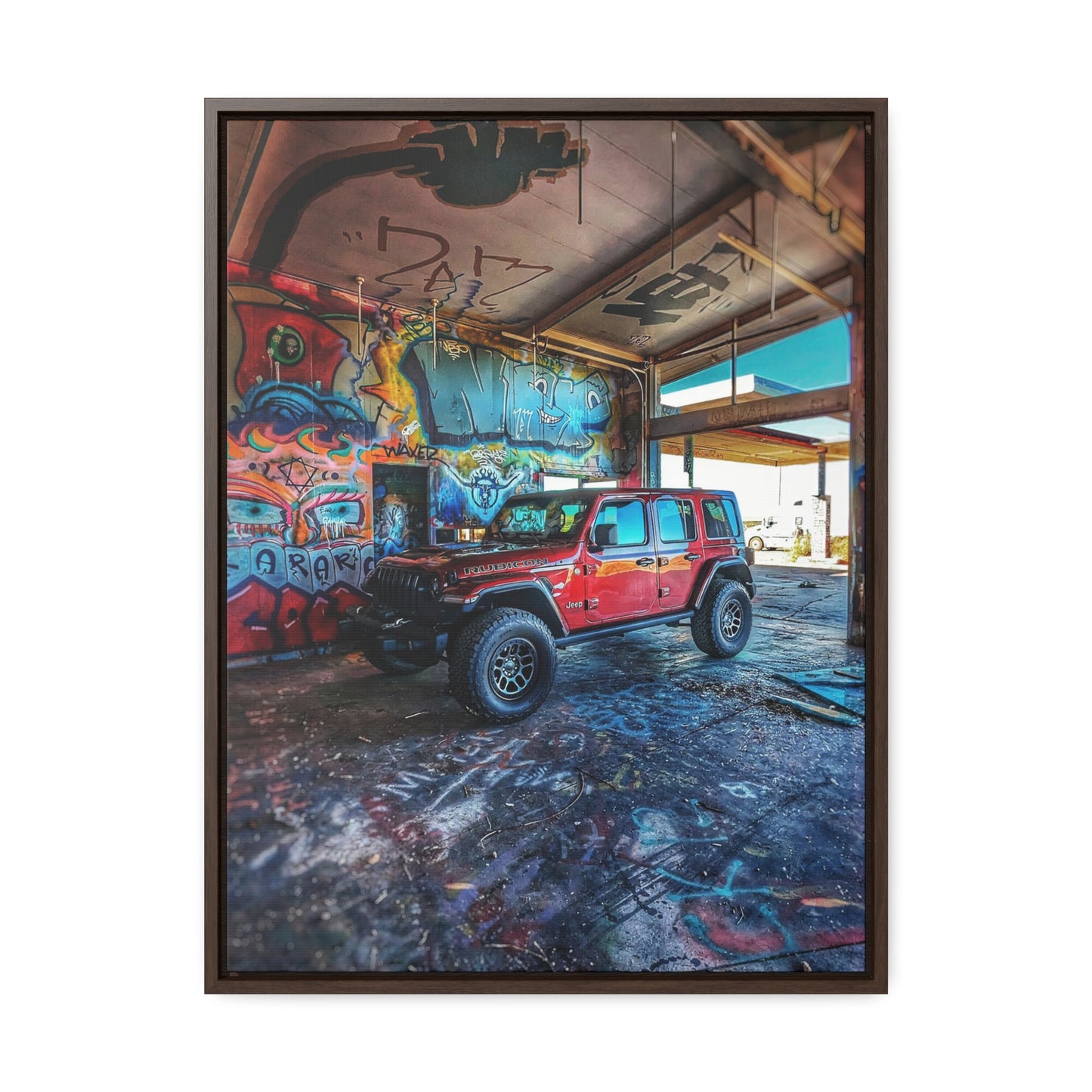 Old Gas Station Garage 1  -  Gallery Canvas Wraps, Vertical Frame