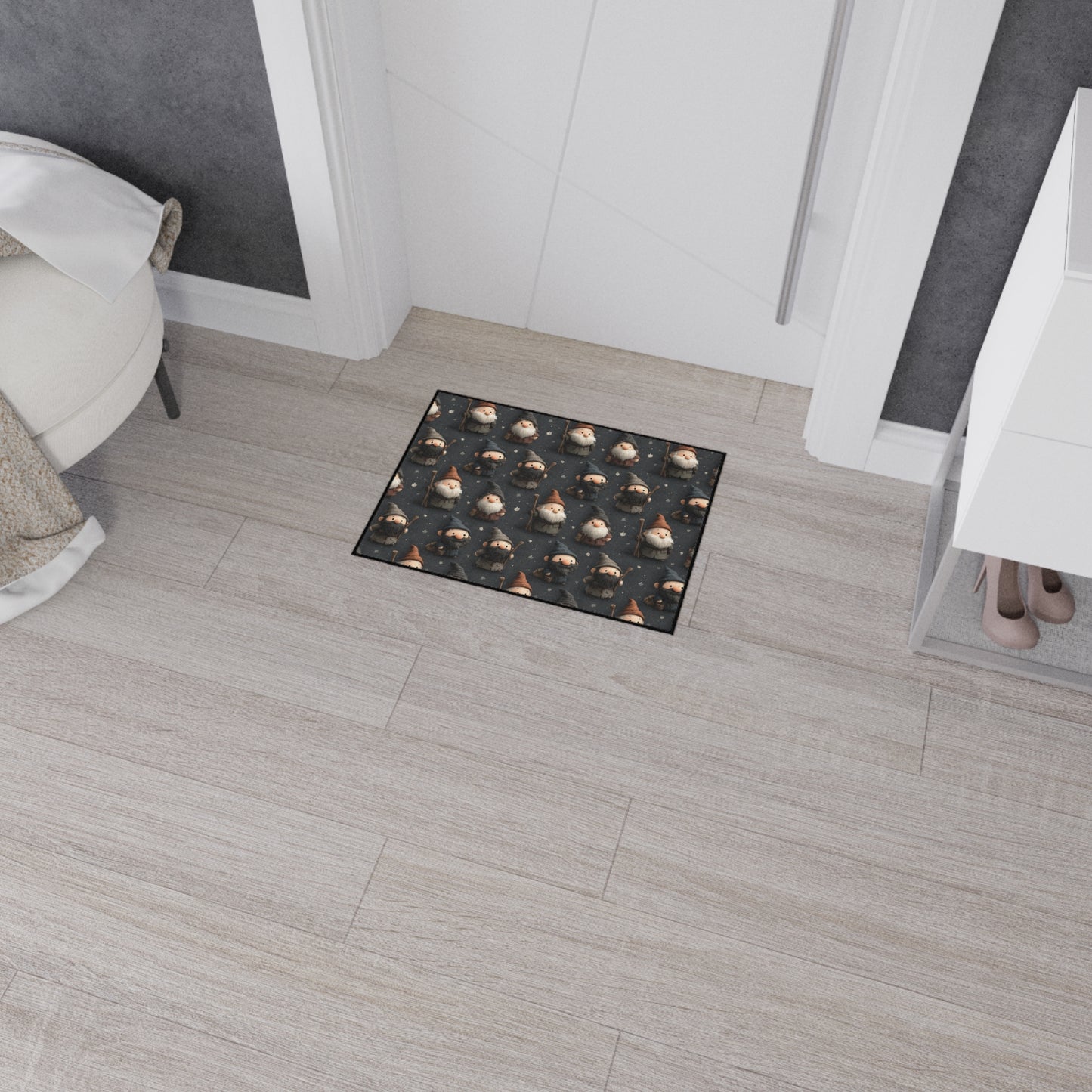 Nordic Gnome Pattern Heavy Duty Floor Mat | Cute Woodland Elf Doormat
