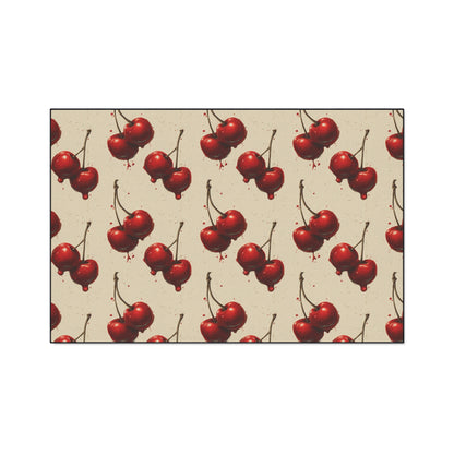 Vintage Cherry Pattern Floor Mat | Non-Slip Heavy Duty Rug