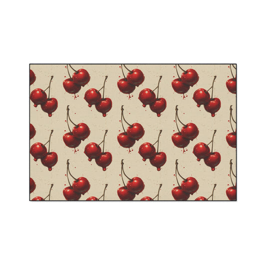 Vintage Cherry Pattern Floor Mat | Non-Slip Heavy Duty Rug