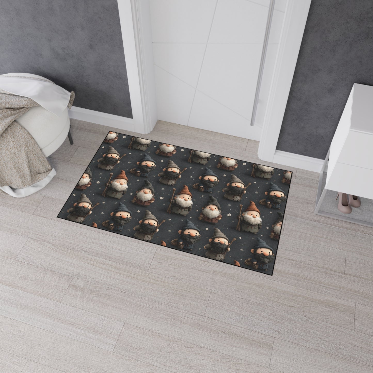 Nordic Gnome Pattern Heavy Duty Floor Mat | Cute Woodland Elf Doormat
