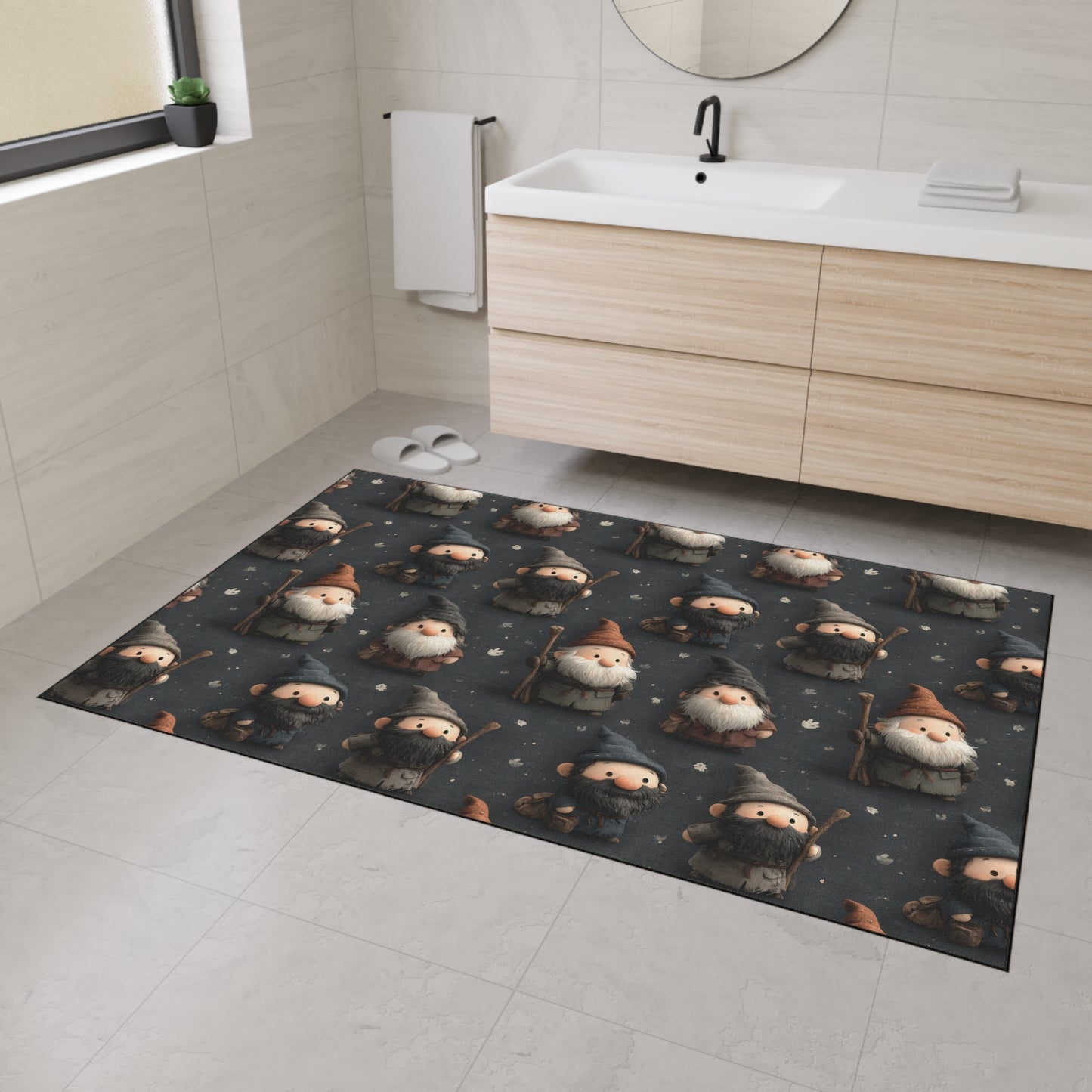 Nordic Gnome Pattern Heavy Duty Floor Mat | Cute Woodland Elf Doormat
