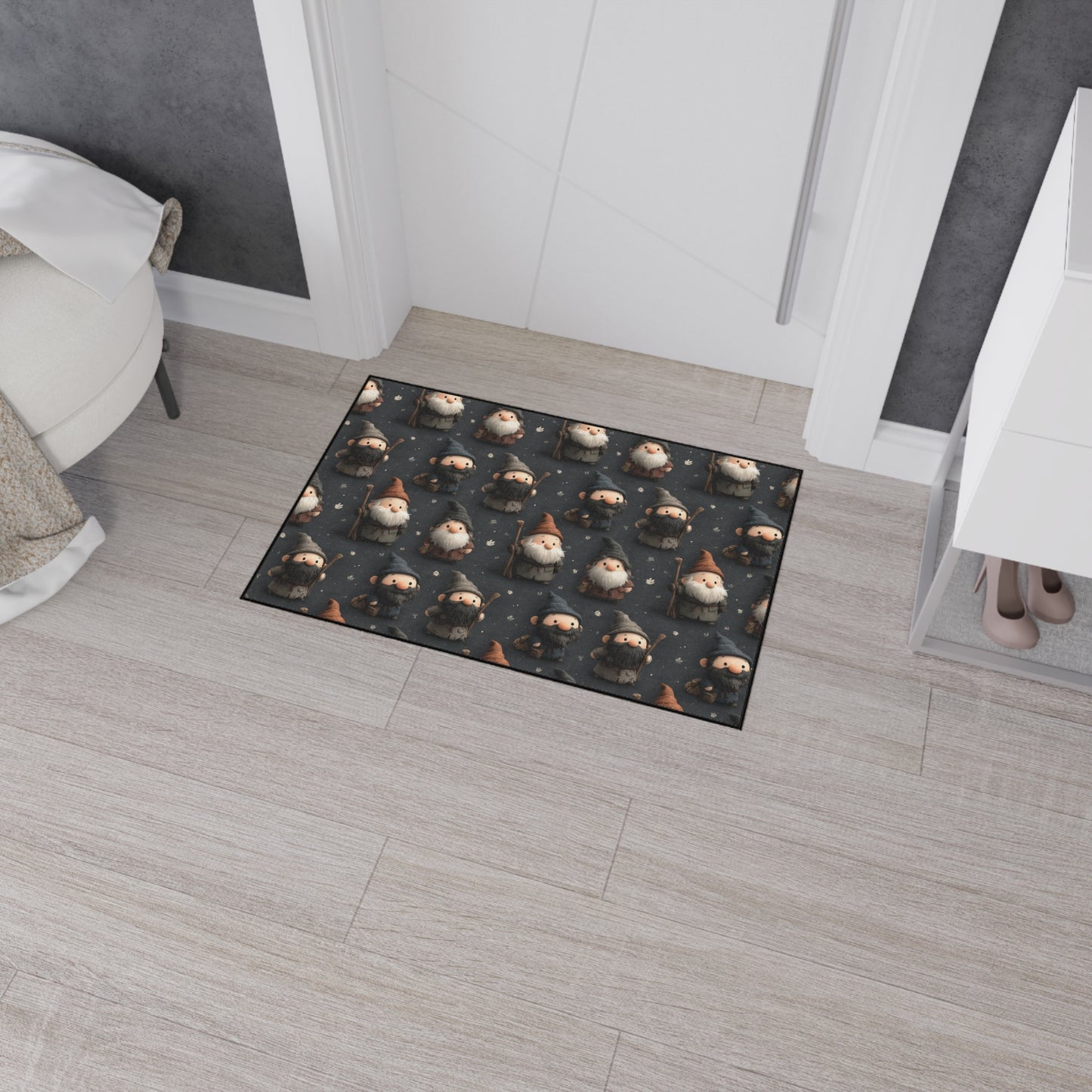 Nordic Gnome Pattern Heavy Duty Floor Mat | Cute Woodland Elf Doormat