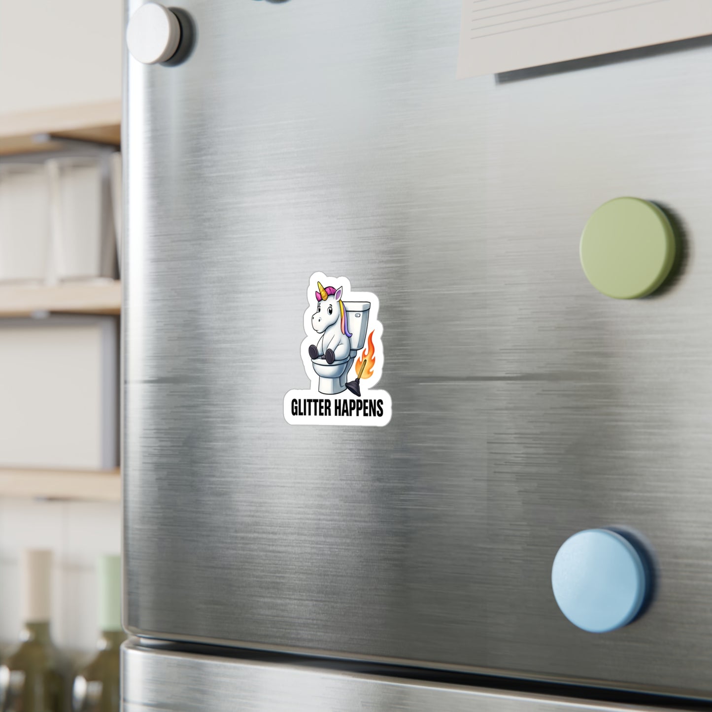 Glitter Happens Unicorn on Toilet Sticker | Kiss-Cut Vinyl Decal