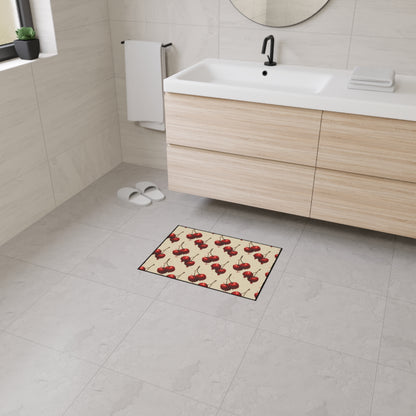 Vintage Cherry Pattern Floor Mat | Non-Slip Heavy Duty Rug