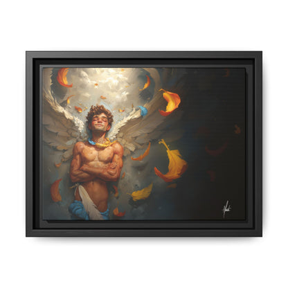 The Warm Light - Male Angel Half-Nude Matte Canvas Framed | Wall Art