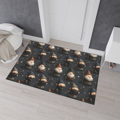 Nordic Gnome Pattern Heavy Duty Floor Mat | Cute Woodland Elf Doormat