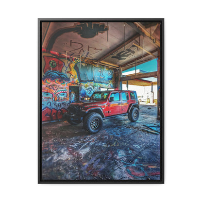 Old Gas Station Garage 1  -  Gallery Canvas Wraps, Vertical Frame