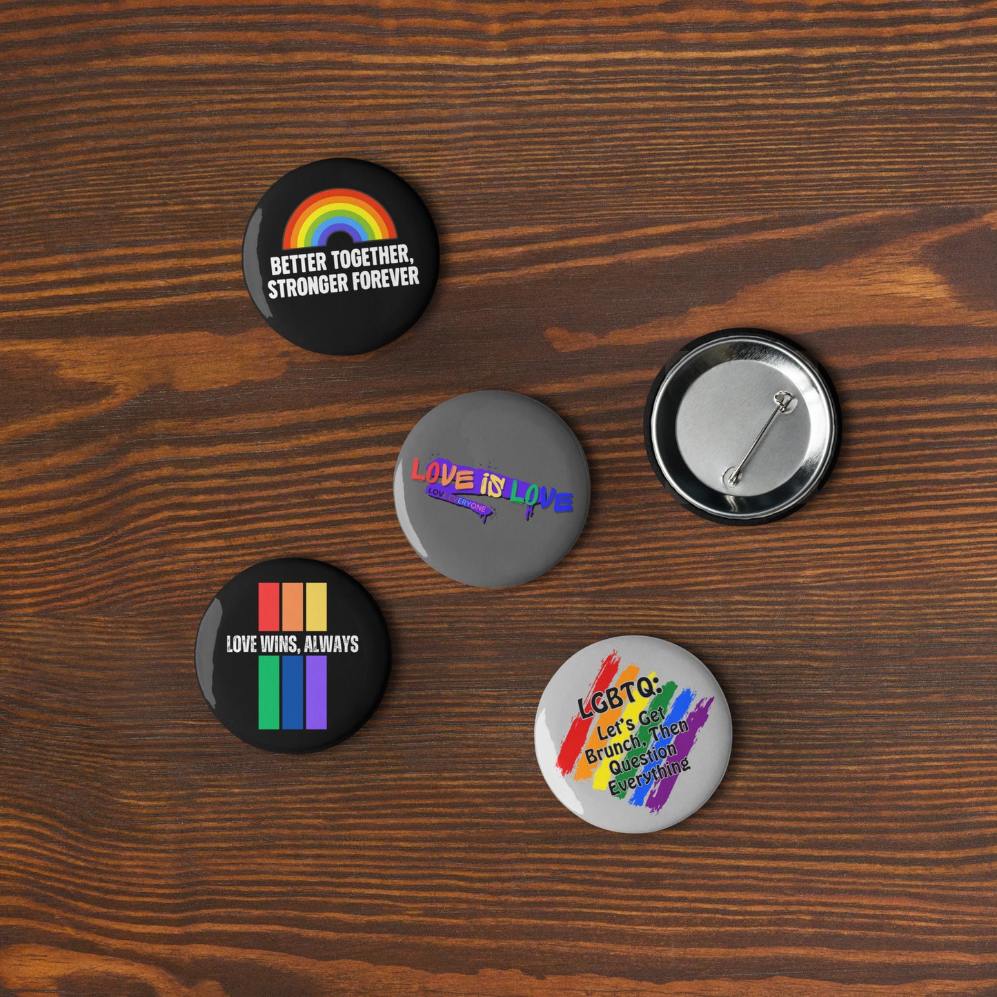 Set of gay pride button pins