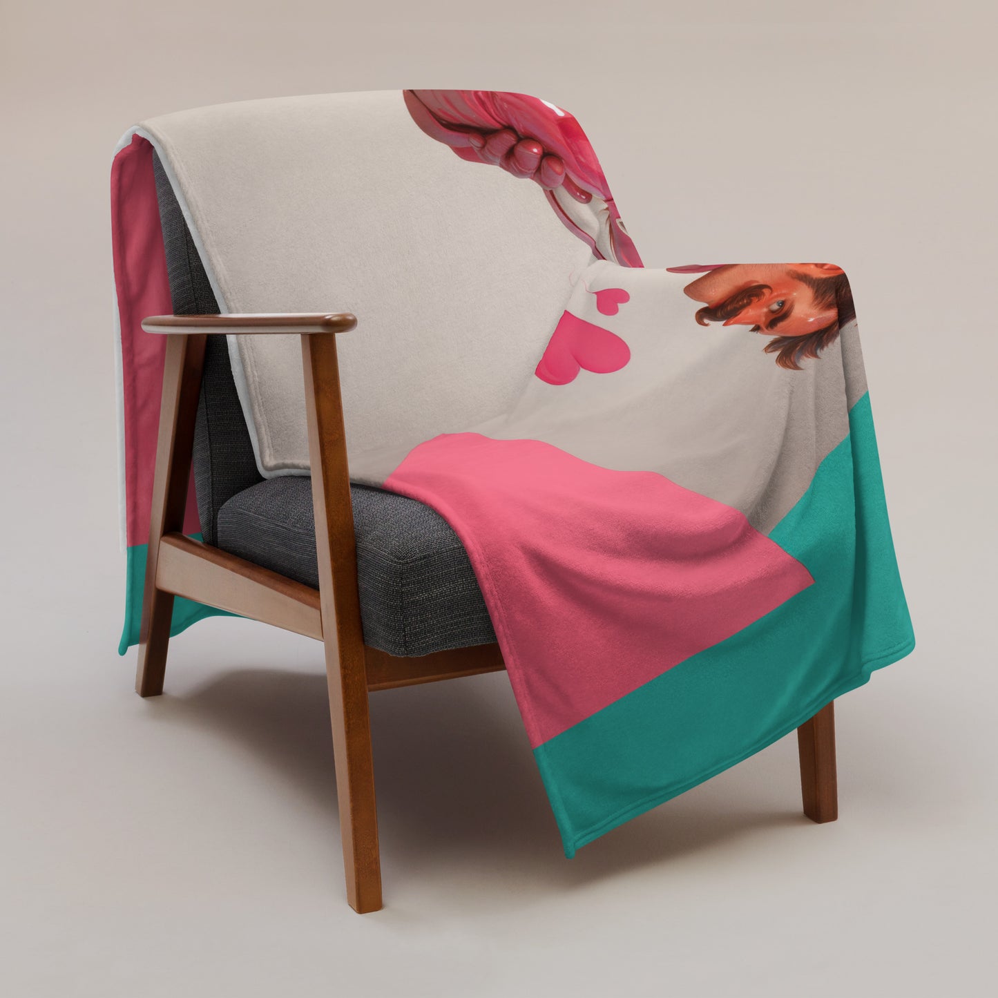 Pink Heart Hero Throw Blanket - Sexy Male Throw Blanket