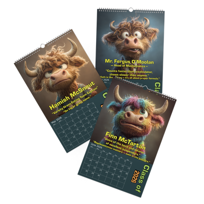 2026 Highland High Yearbook Calendar - 11"x17"– Funny Highland Cow Calendar / Wall calendar 2026