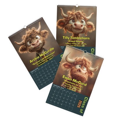 2026 Highland High Yearbook Calendar - 11"x17"– Funny Highland Cow Calendar / Wall calendar 2026