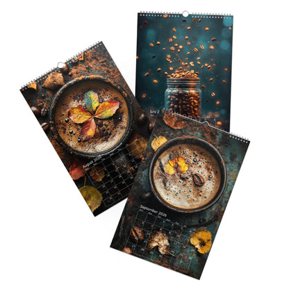 Anatomy of a Morning - 2026 Wall Calendar 11" X 17" - Warm Brown Kitchen Art - Coffee Lover Gift