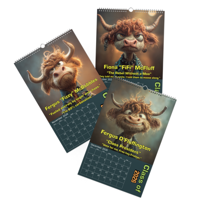 2026 Highland High Yearbook Calendar - 11"x17"– Funny Highland Cow Calendar / Wall calendar 2026