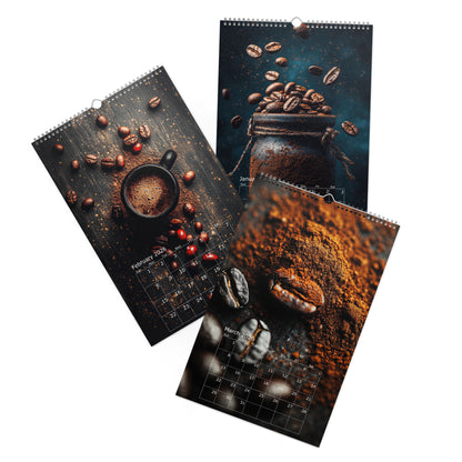 Anatomy of a Morning - 2026 Wall Calendar 11" X 17" - Warm Brown Kitchen Art - Coffee Lover Gift